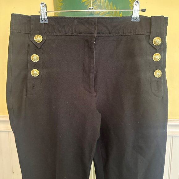 Derek Lam 10 Crosby Black High-Waisted Sailor Pants W/ Gold Buttons Size 14 - Picture 4 of 9